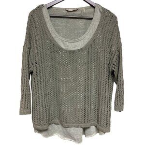 Soft Surroundings Women's Sweater Tee Layered Combo Gray Green Size Large